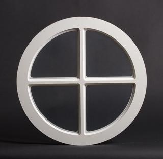 Dekorfönster Rund spröjs utvändigt  1190mm vit enkelglas